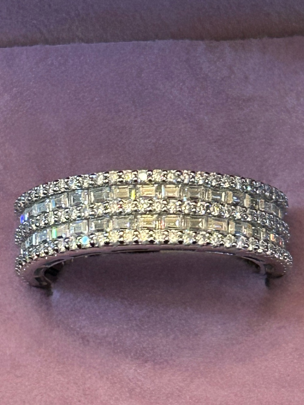Radiant 3.90CTW Baguette & Round Genuine Moissanite 💎 Eternity Band 925 SSILVER